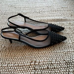 Zara mesh stud kitten heel size 8 / 39
